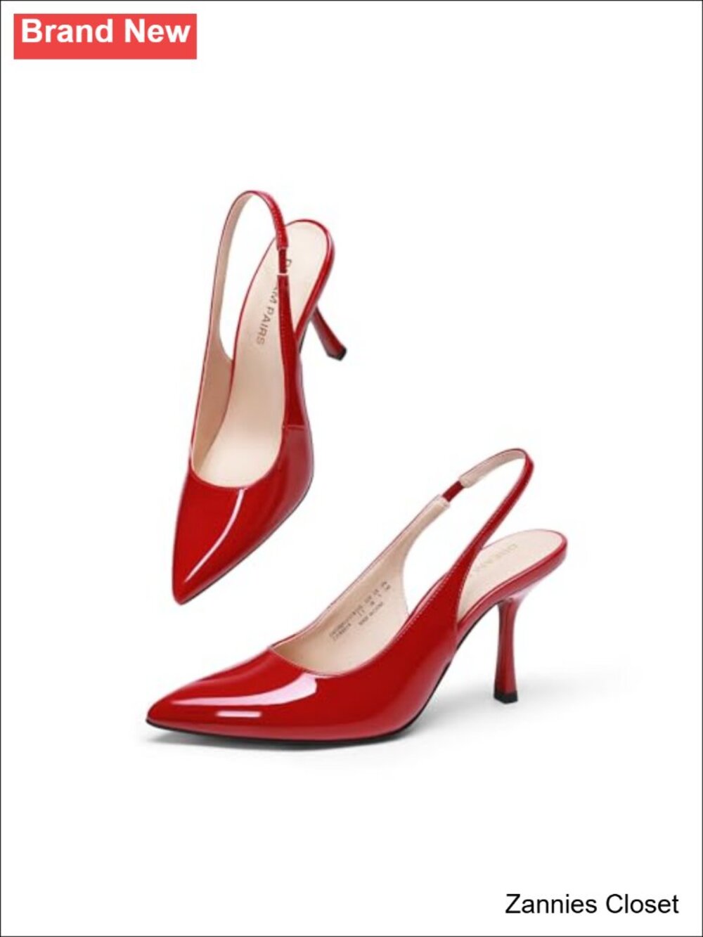 ✨ Pointed Toe Slingback Stiletto Heels Faux Leather Pumps for Women